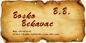 Boško Bekavac vizit kartica